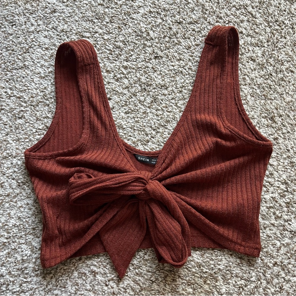 NWOT Women’s Shein Front Tie Cropped Tank Top size Medium